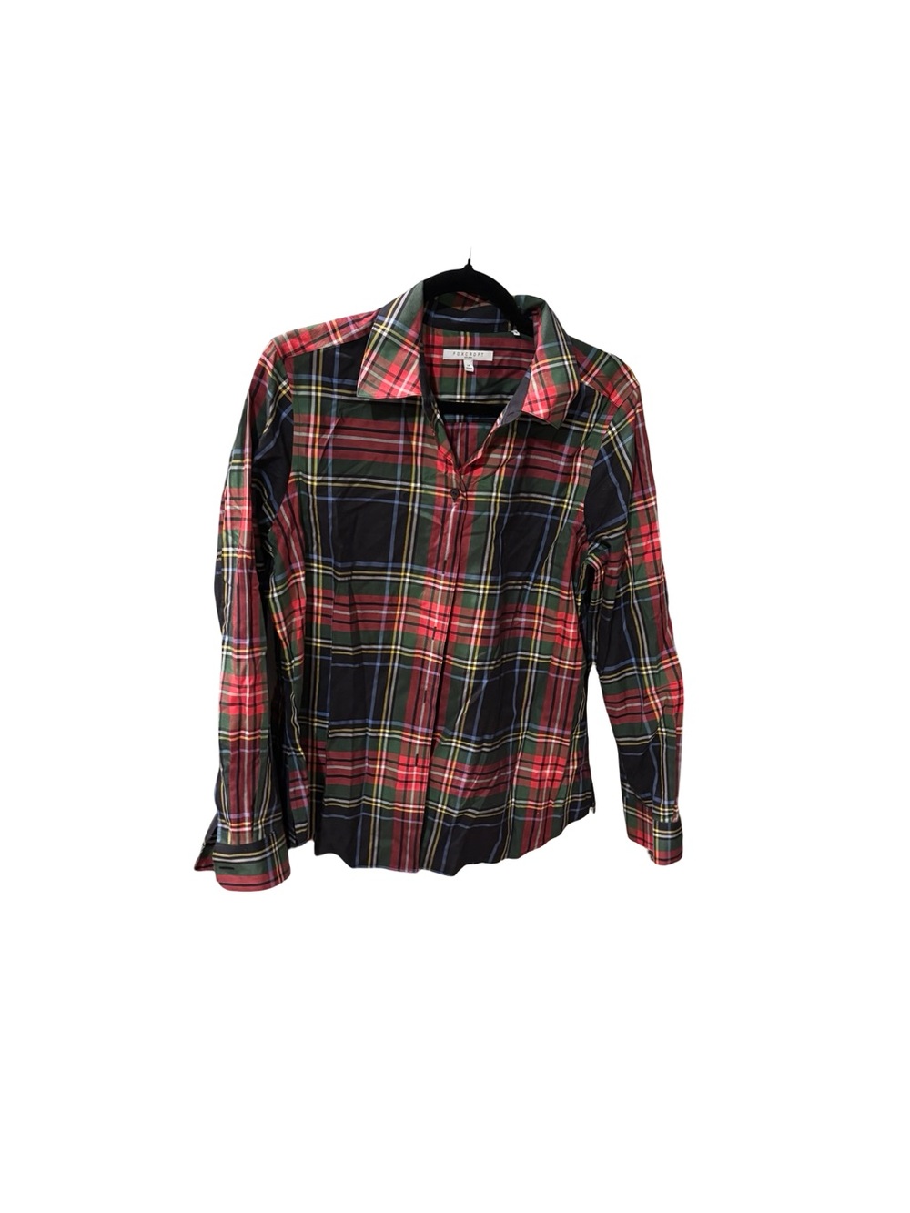 Foxcroft Plaid Cotton Button Up Shirt- size 14 Tartan Plaid blouse